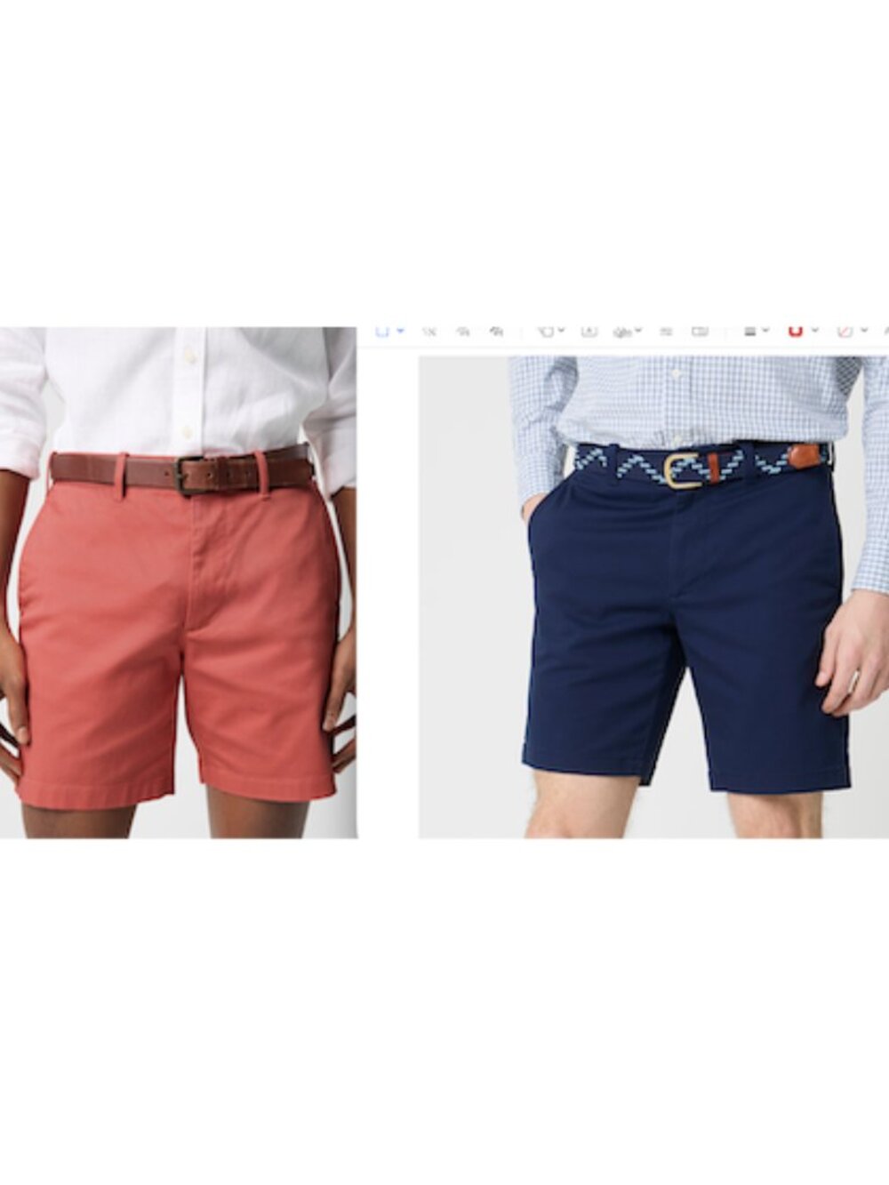 [2 Pairs] Red & Navy J.Crew Factory Mens 9" Flex Chino Shorts [Gramercy Fit]